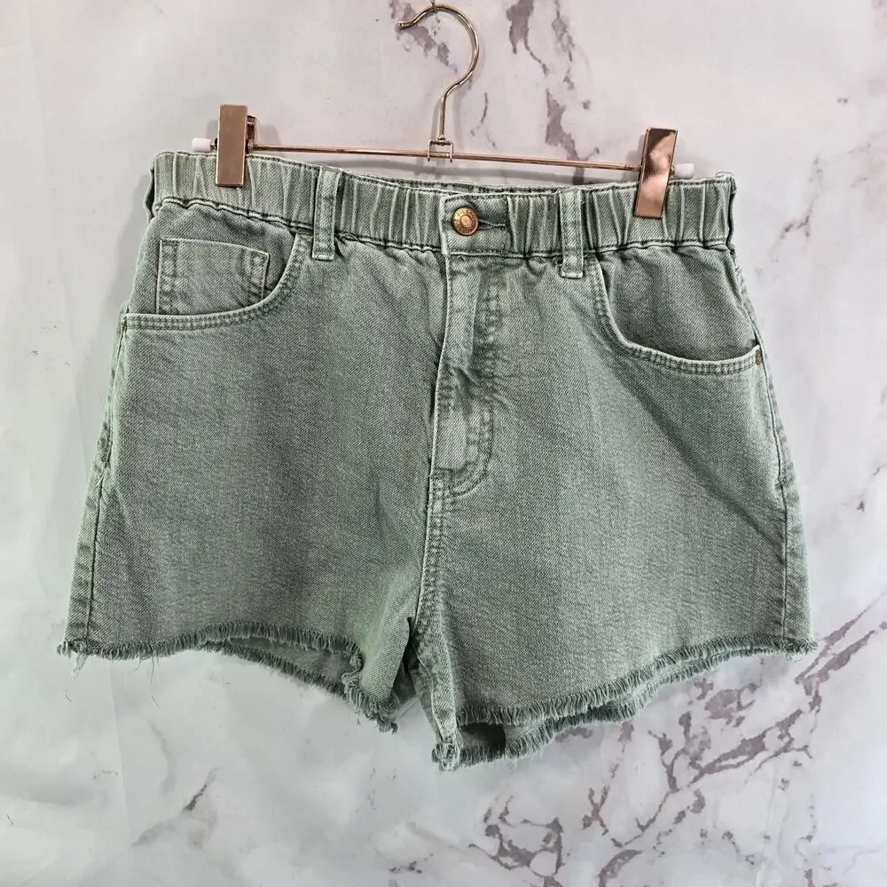 Anthropologie Shorts Womens Small Green High Rise Denim Jeans Pilcro